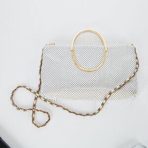 Vintage Bags By Marlo Handbag Evening Purse Off-White Metal Mesh Chain